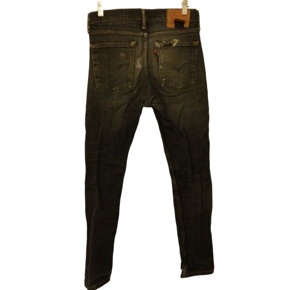 Levi's 510 skinny jeans mens 31x30 blue distressed denim stretch dark wash - Picture 2 of 11